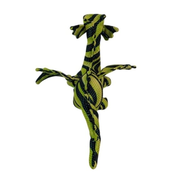 Green Black Striped Sand Filled Dragon Plush 9" Stuffed Animal Toy Sparkle - Picture 2 of 6